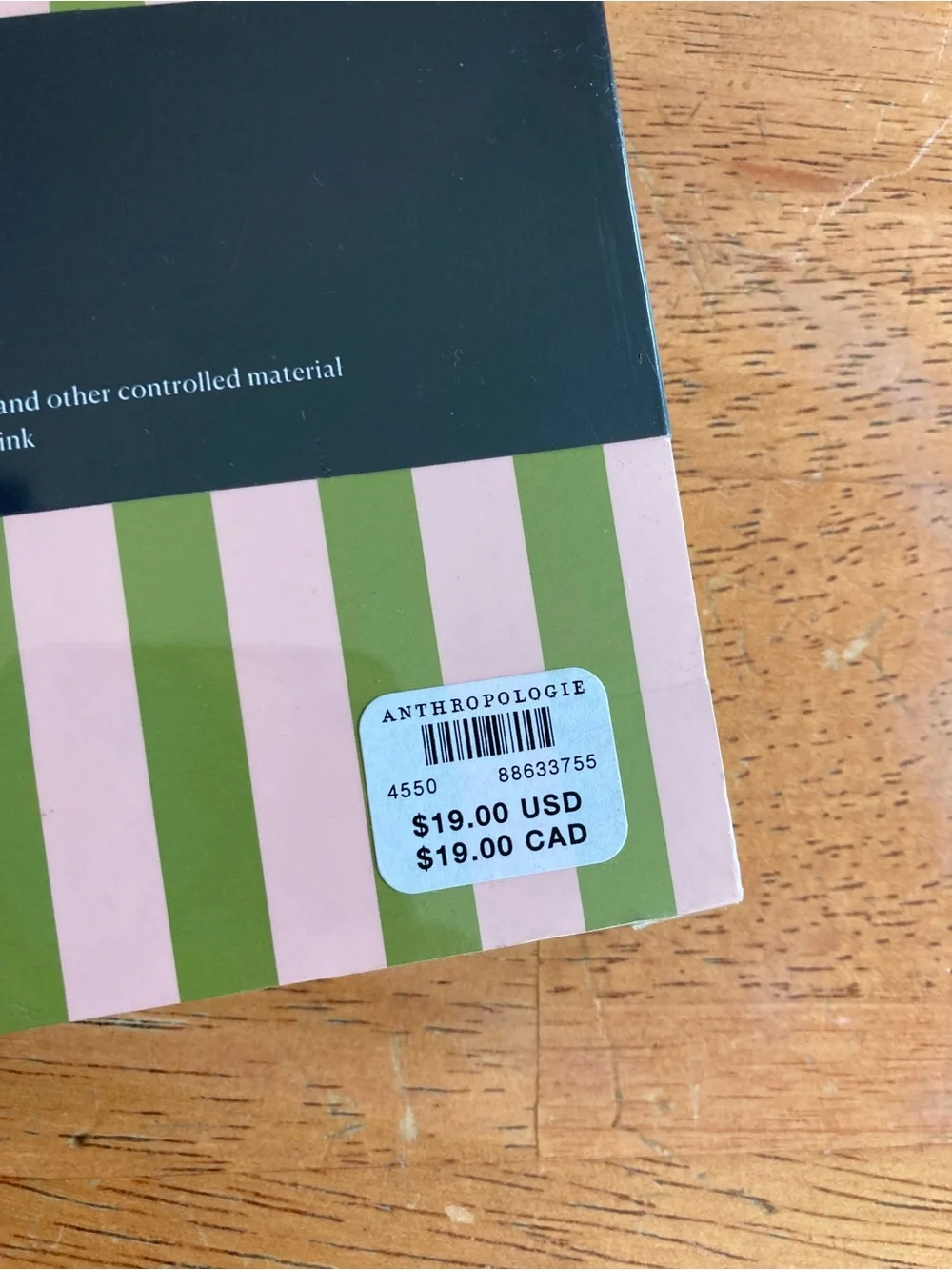 Anthropologie Pink & Green Striped Weekly Desktop Notepad - NEW in wrapper!